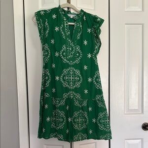 Joy Joy Emerald Dress with Ivory Embroidery